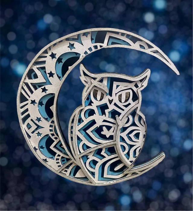 Fotografía de Mandala de luna con búho