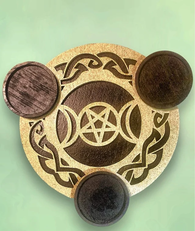 Fotografía de Portavelas triple luna y pentagrama