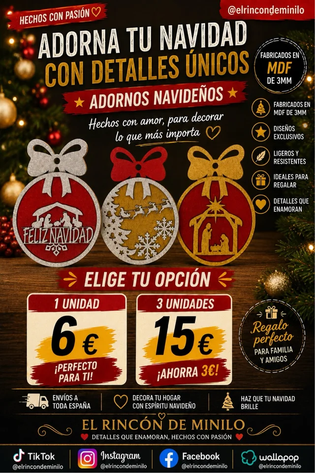 Adornos de Navidad en MDF de 3 mm - fotografía del artículo