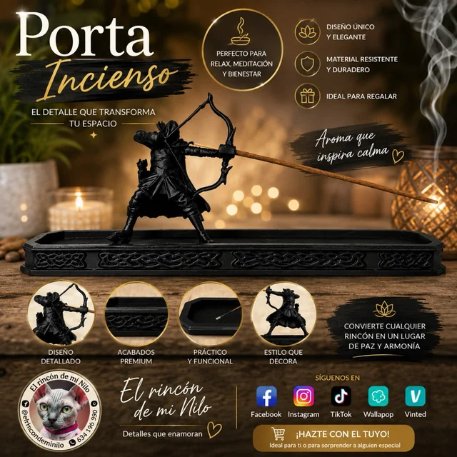 Fotografía de Portaincienso arquero negro